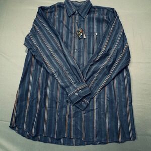 Henri Valdise A Cut Above Mens XL Blue Stripe Button Down Long Sleeve‎ Shirt